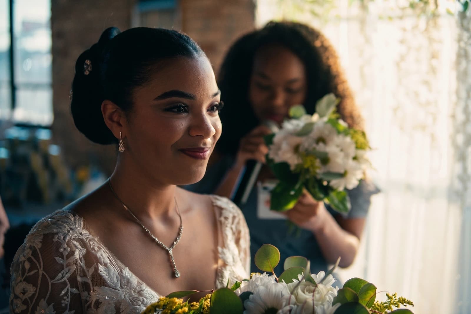 Tight 85mm view: Sydney & Malvin exchanging vows